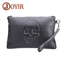 Load image into Gallery viewer, Luxury brand genuine leather men bag men envelope clutch bag skeleton skull black luxury handbag big purse men bag gift