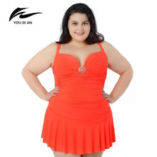 Load image into Gallery viewer, Women Swimwear big plus size lady beach dress Sexy plus size  Swimsuit bathing dress swimsuit  2017