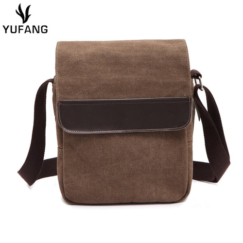 YUFANG Men Canvas Bags Vintage Casual Vertical Men Bag Business Small Men Bag Daily Mini Shoulder Messenger Bags For Teenager