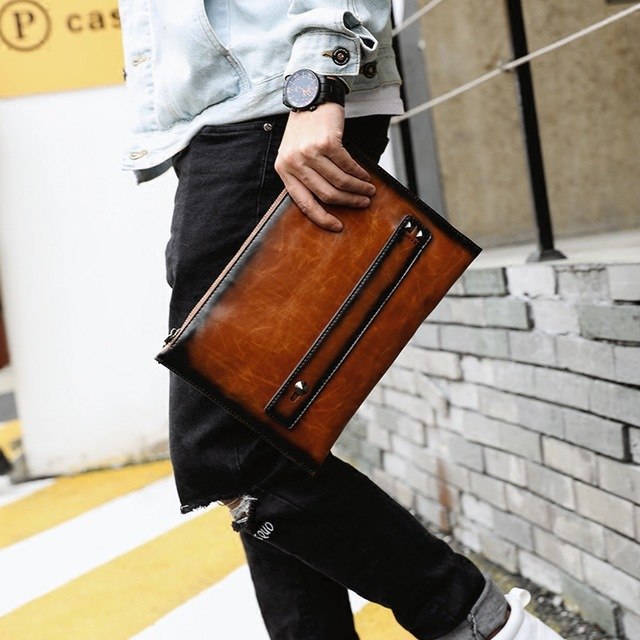 Tidog Korean youth Leather Wrist Bag IPAD clutch bag