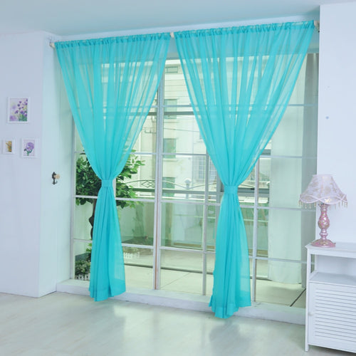 1 PCS Curtains Bedroom Pure Color Tulle Door Window Curtain Drape Panel Sheer Scarf Valances Korean Products Voile Curtains