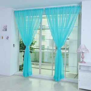 1 PCS Curtains Bedroom Pure Color Tulle Door Window Curtain Drape Panel Sheer Scarf Valances Korean Products Voile Curtains