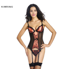 Load image into Gallery viewer, Kimring Sexy Lingerie Overbust Corset Women Floral Lace Lingerie Exotic Lingerie Sheer Underwear Erotic Lingerie Bustiers Corset