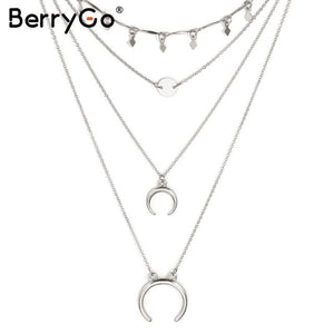 BerryGo Moon sexy multi layered pendant accessories Women sequin statement accessories Party club accessory