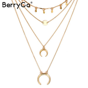 BerryGo Moon sexy multi layered pendant accessories Women sequin statement accessories Party club accessory