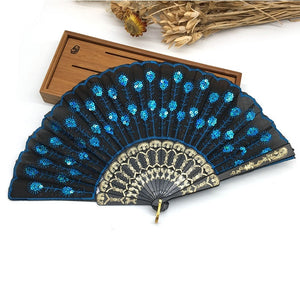 Art Peacocks Tail  Folding Hand Held Fan  Cool  Summer  Collection Gift Decor