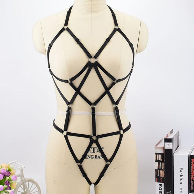 Sex Clothes Lingerie For Women Hollow Out Exotic Lingerie Open Back Halter Black  Lingerie Cosply Bandage Women Lingerie