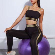 Load image into Gallery viewer, NRAHBSQT Gold Side Bra and Pants Sports Wear For Women Gym Yoga Set Sports Wear Fitness Clothing Training Wear Yoga Outfit YS087