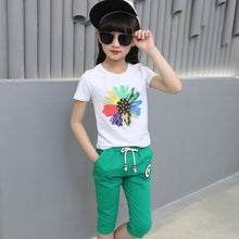 Load image into Gallery viewer, Girls&#39; Clothing Sport Sets Summer Suits Children&#39;s  Girl&#39;s Cotton Short Sleeve T Shirt +pant  3-12 Ages Teenage Girls Clothing