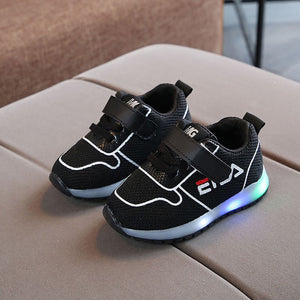 Cartoon infant tennis sports baby sneakers Hook&Loop fashion cute baby shoes boots LED elegant glitter girls boys footwear