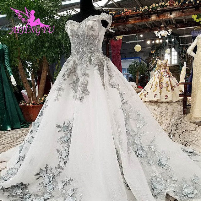 AIJINGYU Wedding Dresses Under 500 Gown Sale Shops Princess With Long Sleeves Plain Dress Indian Wedding Gowns