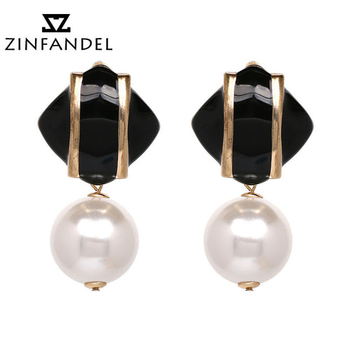 ZINFANDEL New Pattern Korean Style Fashion Imitation Pearl Earrings Electricity Suppliers Personality Heat Sell Earring Product