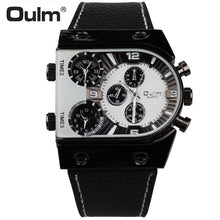 Load image into Gallery viewer, Top Luxury Brand Oulm Watch Men Watches Fashion Sports Watches Three Time Zones Quartz Watch Man Watch relogio masculino