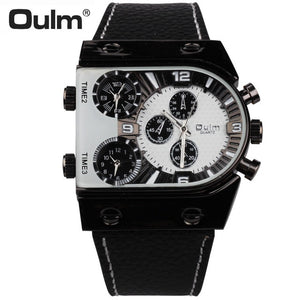 Top Luxury Brand Oulm Watch Men Watches Fashion Sports Watches Three Time Zones Quartz Watch Man Watch relogio masculino