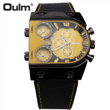 Load image into Gallery viewer, Top Luxury Brand Oulm Watch Men Watches Fashion Sports Watches Three Time Zones Quartz Watch Man Watch relogio masculino