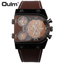 Load image into Gallery viewer, Top Luxury Brand Oulm Watch Men Watches Fashion Sports Watches Three Time Zones Quartz Watch Man Watch relogio masculino