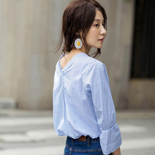 Load image into Gallery viewer, INMAN 2019 Korean Style New Products  Spring V-Neck  Embroidered  Striped  Shirt