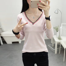 Load image into Gallery viewer, Nursing Tops Maternity Clothes Striped Breastfeeding T-shirts Feeding Tees Pregnancy Tops for Pregnant Women Clothing C740