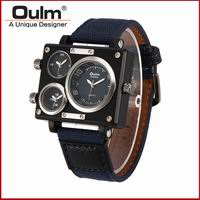 Load image into Gallery viewer, Sailcloth Belt Watch Made in China Fashion Three Time Watch Designer Man Watch Oulm Brand Quartz Watch HP3595 Mens Watch