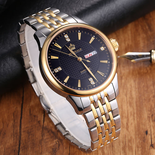 Men Watch Top Brand Luxury REGINALD Watch Stainless Steel Men's Watch Auto Date Day Quartz Watch Mens Watches relogio masculino