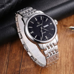 Men Watch Top Brand Luxury REGINALD Watch Stainless Steel Men's Watch Auto Date Day Quartz Watch Mens Watches relogio masculino