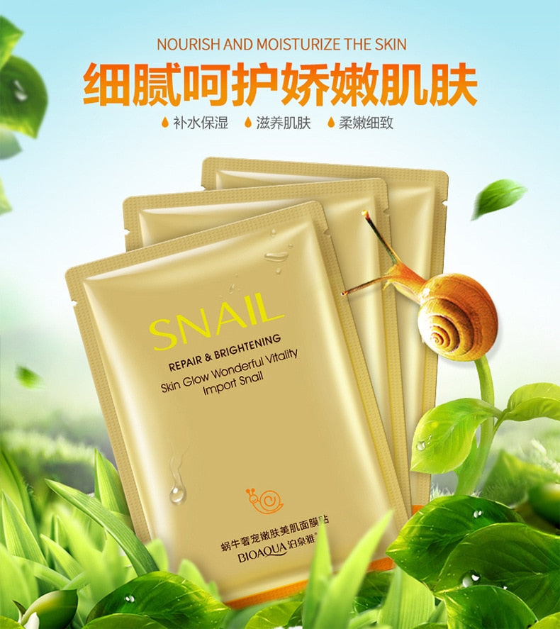 BIOAQUA Original korean cosmetics Snail moisturizing mask, moisturizing invisible cosmetics, skin care products, algae mask