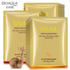 5pcs BIOAQUA Original korean cosmetics Snail moisturizing mask, moisturizing invisible cosmetics, skin care products, algae mask