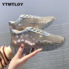 Load image into Gallery viewer, Transparent Women Glitter Platform Sneakers Fashion Women&#39;s Chunky Shoes Triple Sole Metallic Sequins Bling Footwear Crystal