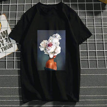 Load image into Gallery viewer, Harajuku Aesthetics Flower Sexy Girl Feather Cotton Female Tshirt Women 2019 Modis Plus Size T Shirt Print Short Sleeve Top Tees