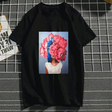 Load image into Gallery viewer, Harajuku Aesthetics Flower Sexy Girl Feather Cotton Female Tshirt Women 2019 Modis Plus Size T Shirt Print Short Sleeve Top Tees