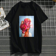 Load image into Gallery viewer, Harajuku Aesthetics Flower Sexy Girl Feather Cotton Female Tshirt Women 2019 Modis Plus Size T Shirt Print Short Sleeve Top Tees